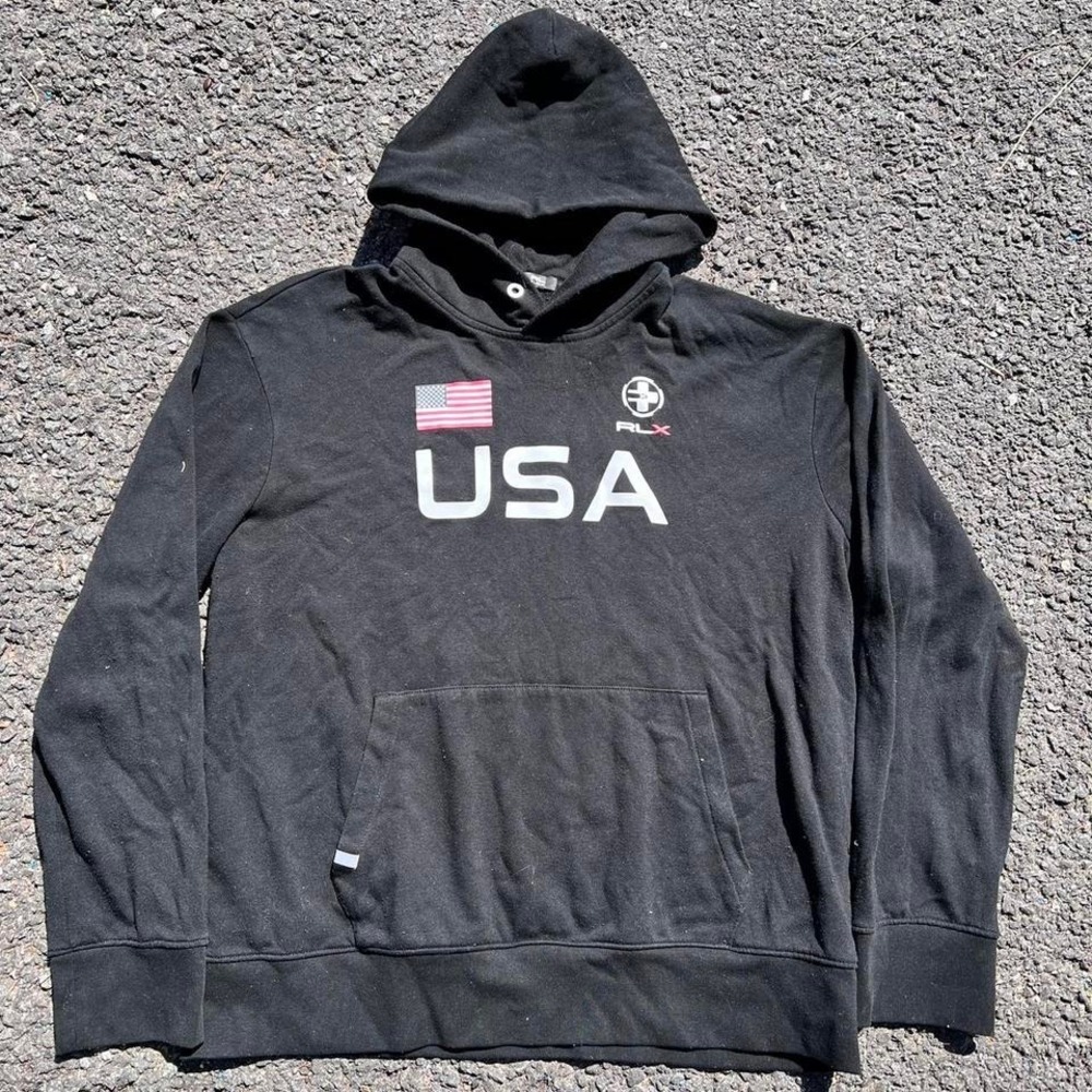 1990s Polo Ralph Lauren RLX "USA" Hoodie size XXL